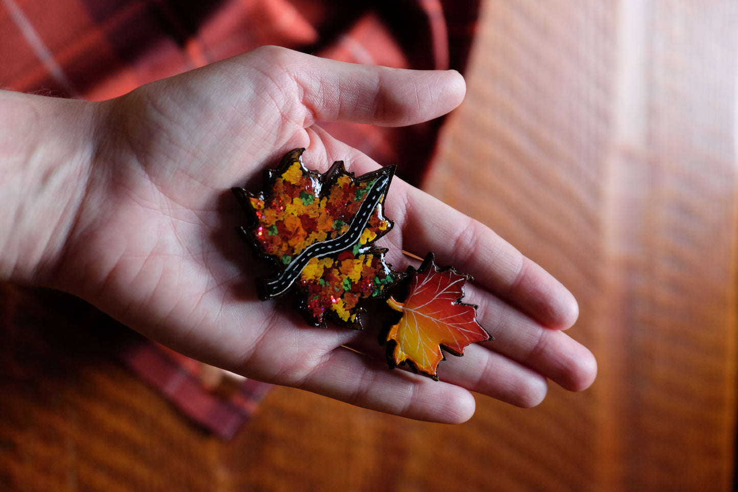 NEW - maple leaf wooden dog tag