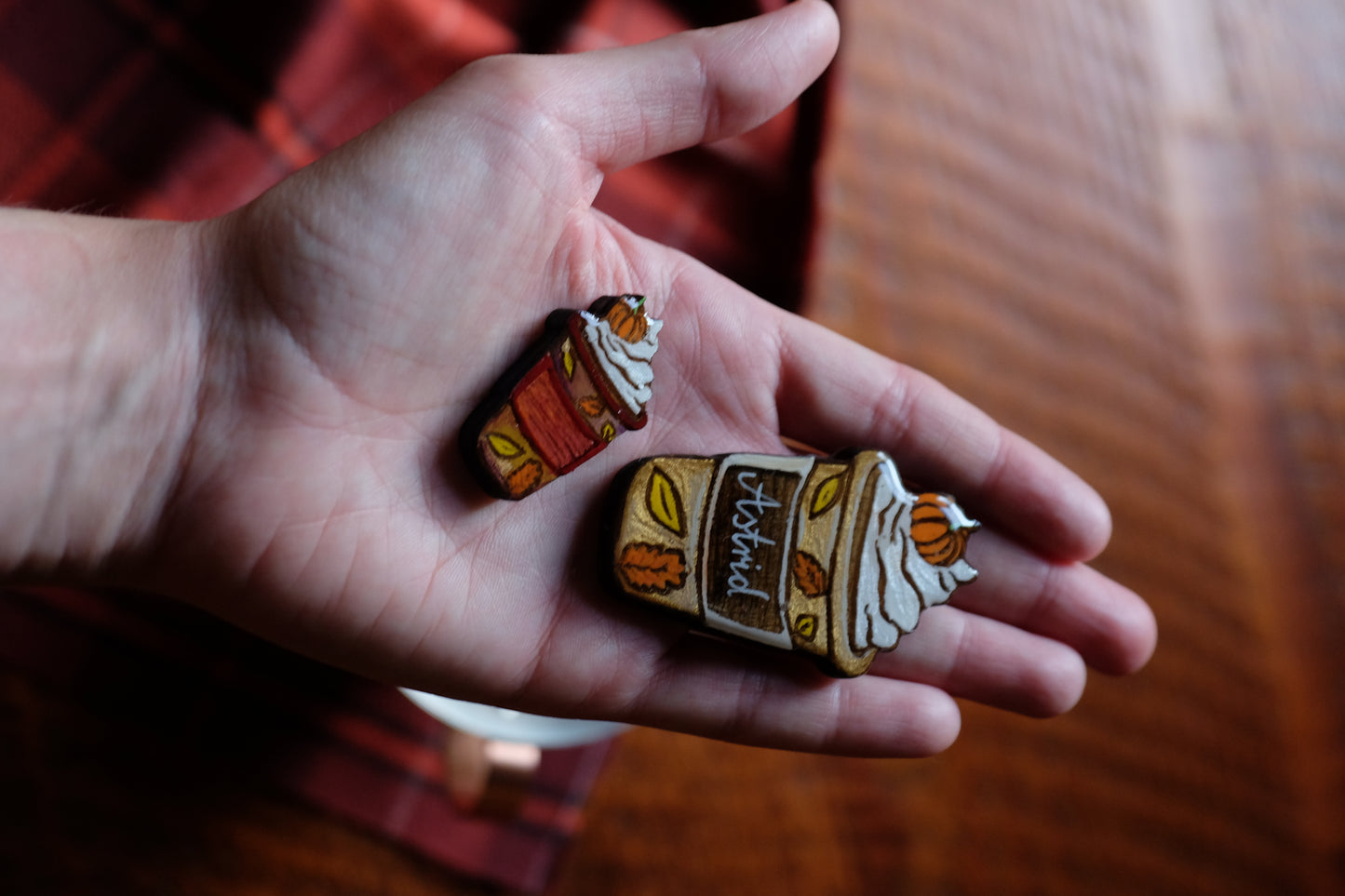 NEW - Pumpkin Spice Latte wooden dog tag