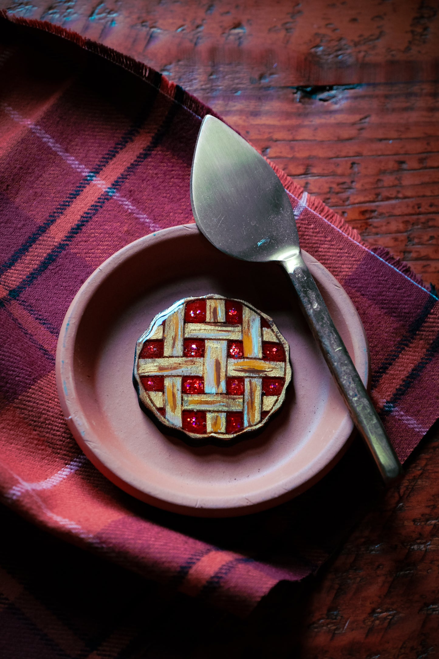 NEW Pie-shaped wooden dog tag