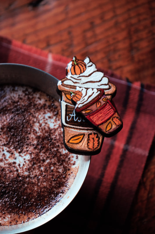 NEW - Pumpkin Spice Latte wooden dog tag