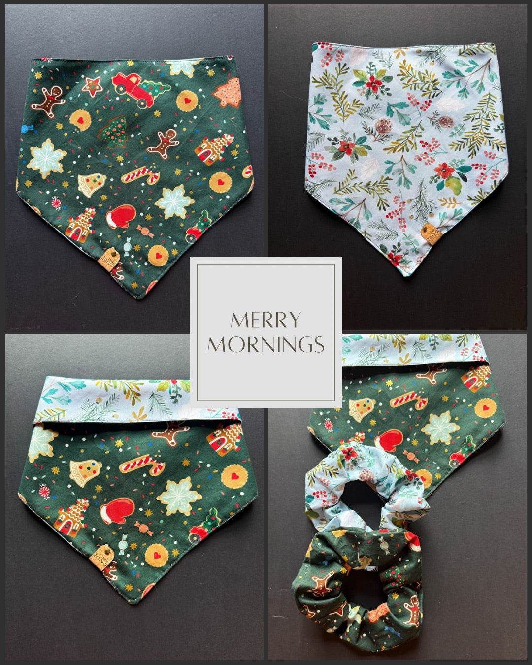 Merry Mornings Dog Bandana (double-sided)