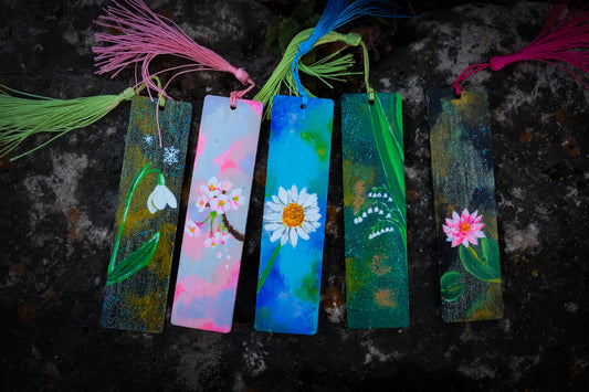 Birth month flowers BOOKMARKS + matching dog tags