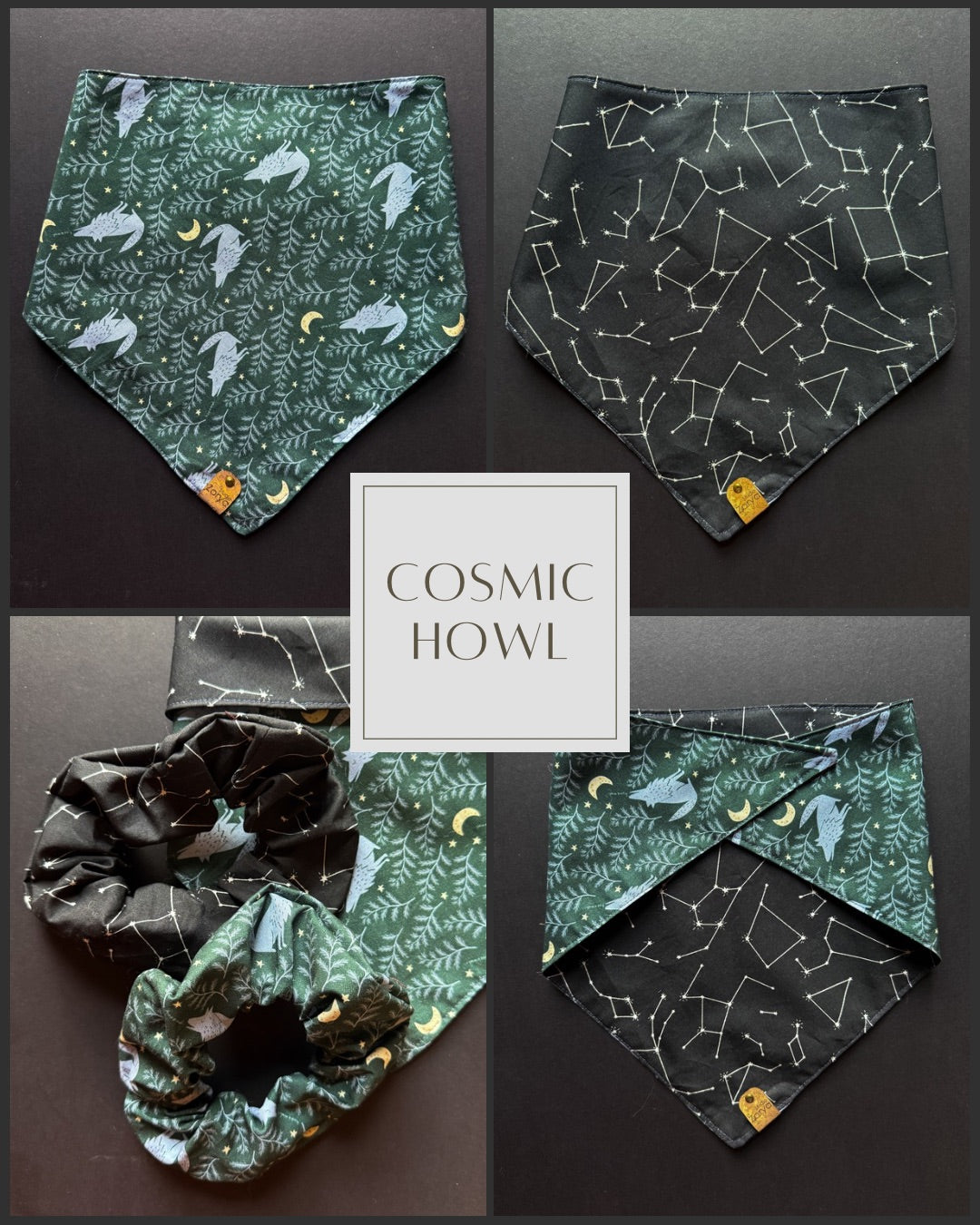 Cosmic Howl Dog Bandana (double-sided)