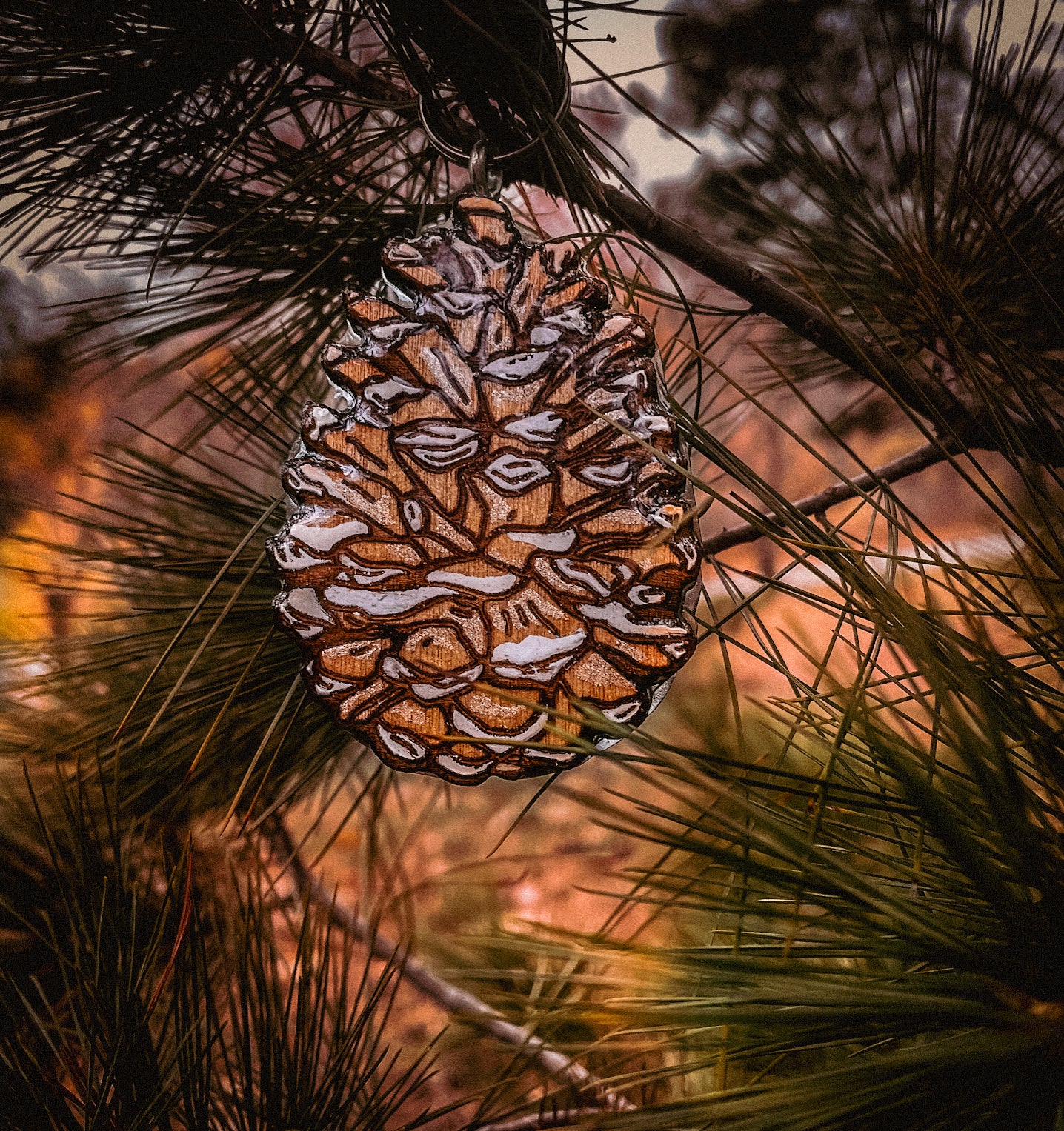 NEW Pine Cone - wooden, hand-painted tag