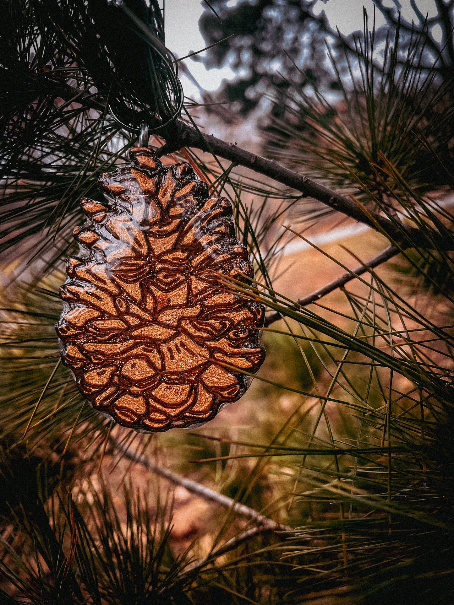 NEW Pine Cone - wooden, hand-painted tag