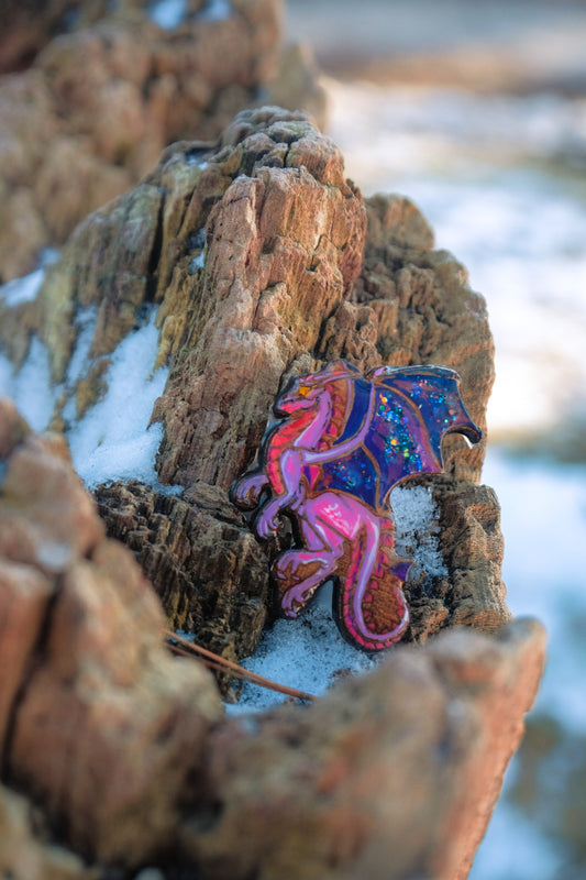 Dragon wooden tag - Ryoko (purple)
